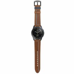 Huawei Watch GT 3 46 mm Uyumlu Deri Kordon Spor Dikişli Deri Kayış Kahverengi