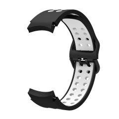 Samsung Galaxy Watch 5 40 / 44 mm Delikli Silikon Kordon Tam Uyumlu Pim Tasarımı Renkli Spor Kayış Siyah - Beyaz