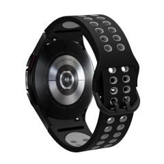 Samsung Galaxy Watch 5 40 / 44 mm Delikli Silikon Kordon Tam Uyumlu Pim Tasarımı Renkli Spor Kayış Siyah - Gri