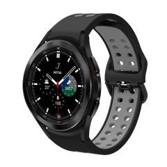 Samsung Galaxy Watch 5 40 / 44 mm Delikli Silikon Kordon Tam Uyumlu Pim Tasarımı Renkli Spor Kayış Siyah - Gri