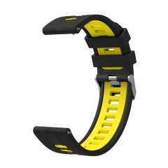 Amazfit Bip U Uyumlu Silikon Kordon Çizgili Spor Tasarım Renkli Delikli Spor Kayış Siyah - Sarı