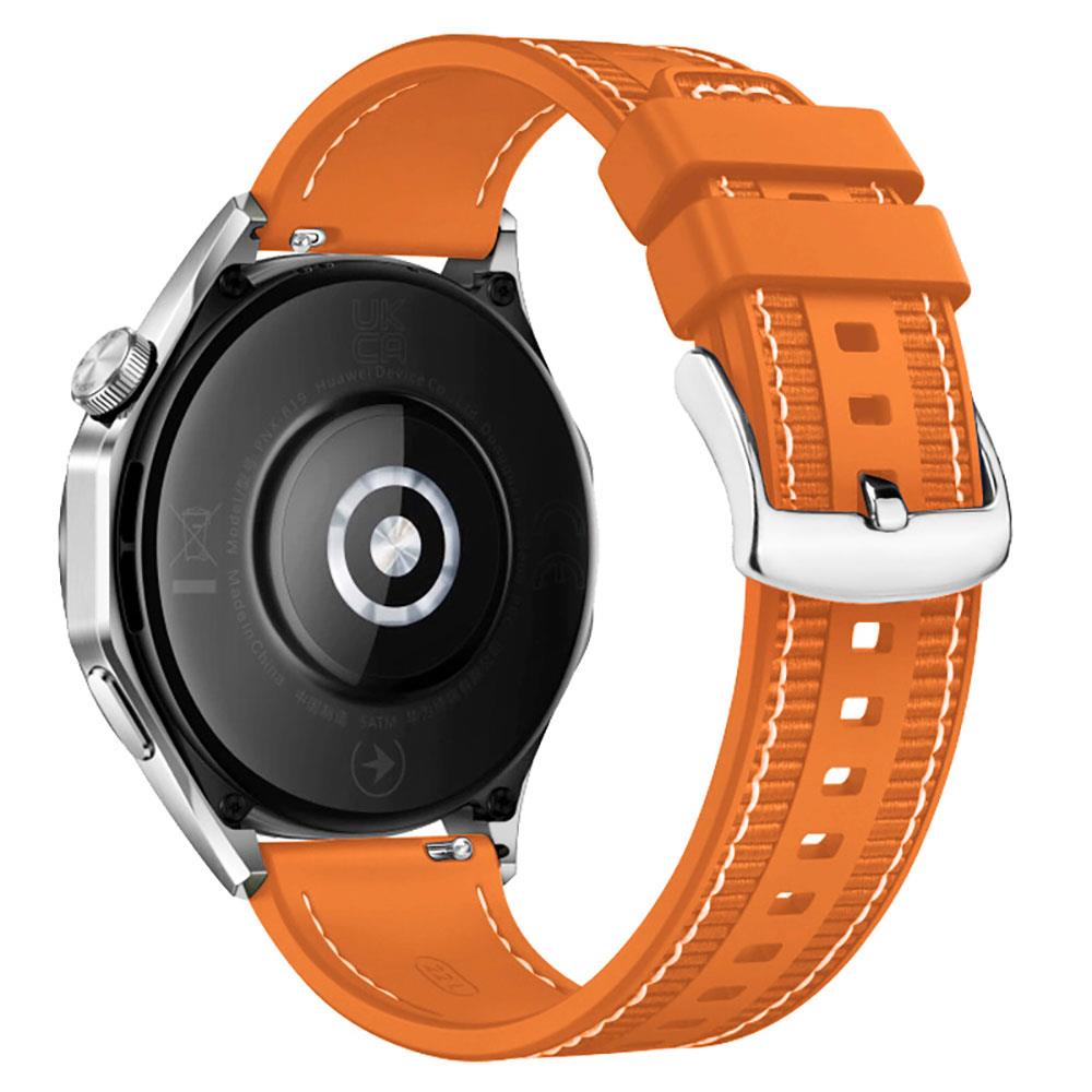 Huawei Watch 3 / Watch 3 Pro Uyumlu Dokuma & Silikon Kordon Dikişli Örgü Kayış Metal Toka Turuncu