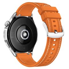 Huawei Watch 3 / Watch 3 Pro Uyumlu Dokuma & Silikon Kordon Dikişli Örgü Kayış Metal Toka Turuncu