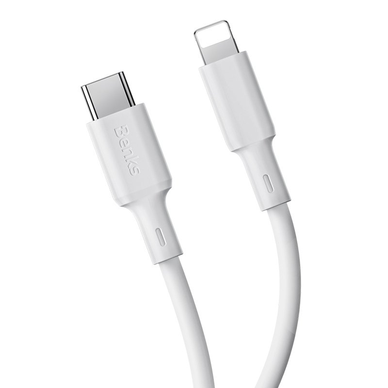 Benks D45 Type-C to Lightning PD Hızlı Şarj ve Data Kablo 480Mbps 2 Metre Beyaz