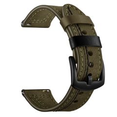 Amazfit GTS Uyumlu Deri Kordon Spor Dikişli Deri Kayış Yeşil