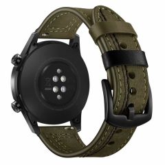Amazfit GTS Uyumlu Deri Kordon Spor Dikişli Deri Kayış Yeşil