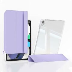 iPad Air 11 M2 2024 uyumlu Sürgülü Kapaklı Kılıf Kalem Bölmeli Standlı Mıknatıslı Ayrılabilen Kapak