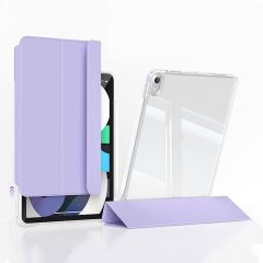iPad Air 11 M2 2024 uyumlu Sürgülü Kapaklı Kılıf Kalem Bölmeli Standlı Mıknatıslı Ayrılabilen Kapak Levander Gray