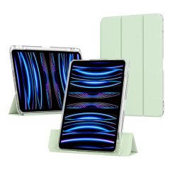 iPad Air 11 M2 2024 uyumlu Sürgülü Kapaklı Kılıf Kalem Bölmeli Standlı Mıknatıslı Ayrılabilen Kapak Açık Yeşil