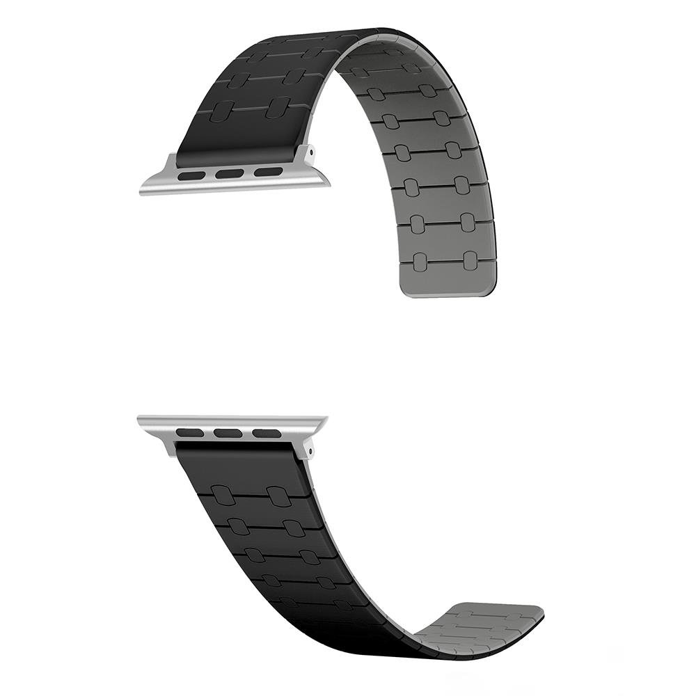 Apple Watch 7 8 9 41 mm Magnetik Silikon Kordon Mıknatıslı Spor & Şık Tasarım Premium Kayış Siyah