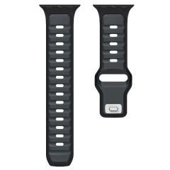 Apple Watch 6 5 4 3 2 1 SE 42 44 mm uyumlu Silikon Kordon Çift Renkli Premium Spor Tasarım Kayış Midnight - Siyah