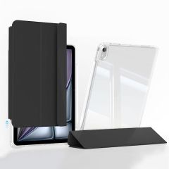 iPad Air 11 M2 2024 uyumlu Sürgülü Kapaklı Kılıf Kalem Bölmeli Standlı Mıknatıslı Ayrılabilen Kapak Siyah