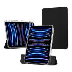 iPad Air 11 M2 2024 uyumlu Sürgülü Kapaklı Kılıf Kalem Bölmeli Standlı Mıknatıslı Ayrılabilen Kapak Siyah