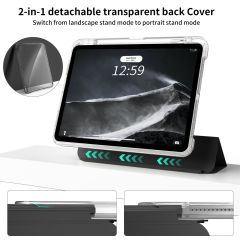 iPad Air 11 M2 2024 uyumlu Sürgülü Kapaklı Kılıf Kalem Bölmeli Standlı Mıknatıslı Ayrılabilen Kapak Siyah