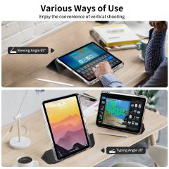 iPad Air 11 M2 2024 uyumlu Sürgülü Kapaklı Kılıf Kalem Bölmeli Standlı Mıknatıslı Ayrılabilen Kapak Siyah