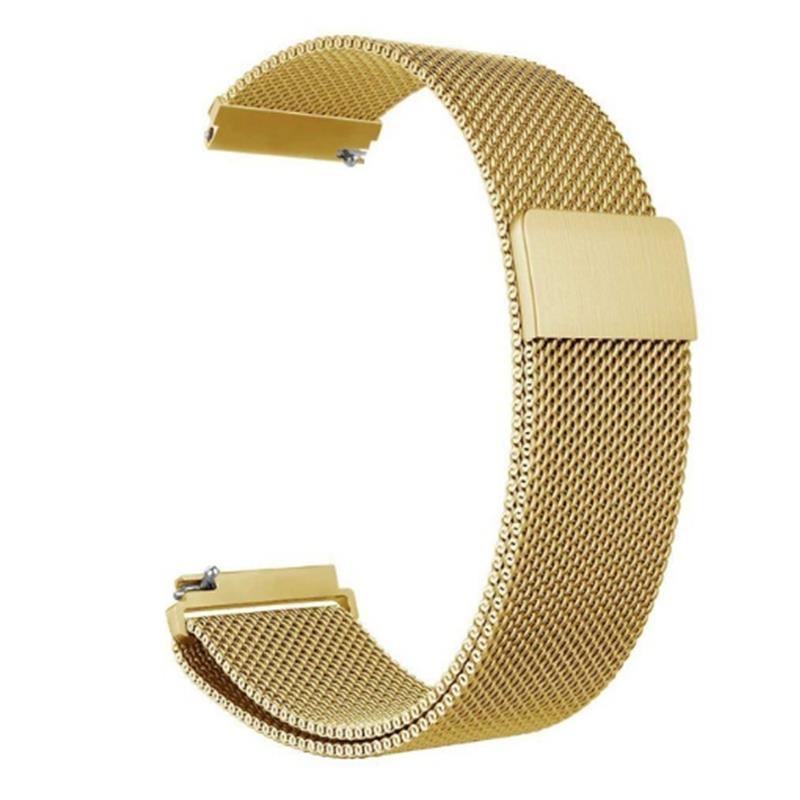 Amazfit GTS 4 Mini Uyumlu Hasır Metal Kordon Mıknatıslı Tel Örgü Kayış Gold