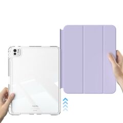 iPad Pro 13 M4 2024 uyumlu Sürgülü Kapaklı Kılıf Kalem Bölmeli Standlı Mıknatıslı Ayrılabilen Kapak