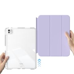 iPad Pro 13 M4 2024 uyumlu Sürgülü Kapaklı Kılıf Kalem Bölmeli Standlı Mıknatıslı Ayrılabilen Kapak Levander Gray