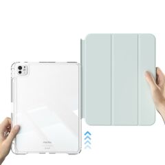iPad Pro 13 M4 2024 uyumlu Sürgülü Kapaklı Kılıf Kalem Bölmeli Standlı Mıknatıslı Ayrılabilen Kapak Açık Yeşil