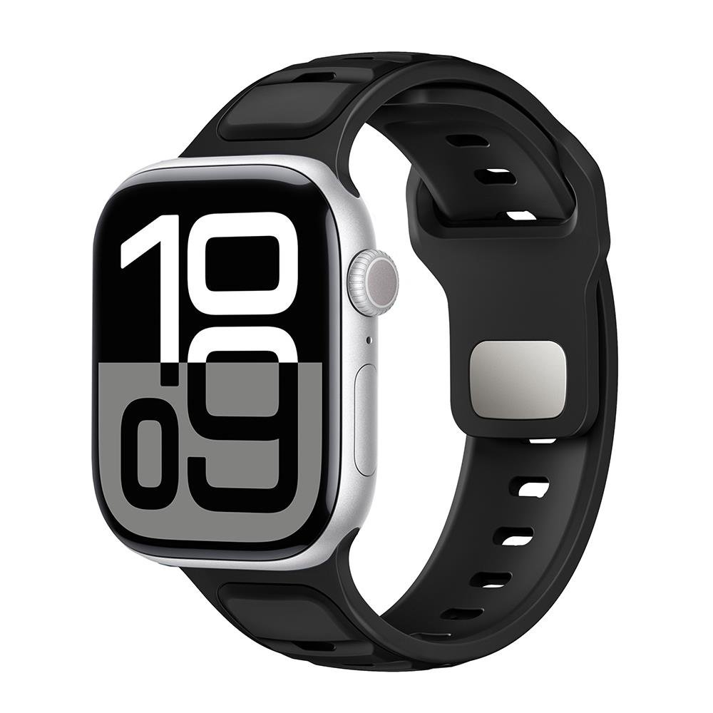 Apple Watch 6 5 4 3 2 1 SE 42 44 mm uyumlu Silikon Kordon Çift Renkli Premium Spor Tasarım Kayış Siyah