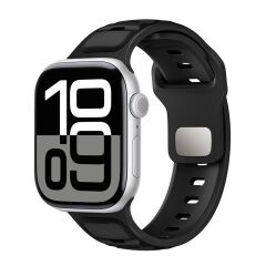 Apple Watch 6 5 4 3 2 1 SE 42 44 mm uyumlu Silikon Kordon Çift Renkli Premium Spor Tasarım Kayış Siyah