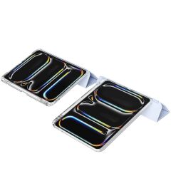 iPad Pro 13 M4 2024 uyumlu Sürgülü Kapaklı Kılıf Kalem Bölmeli Standlı Mıknatıslı Ayrılabilen Kapak Açık Mavi