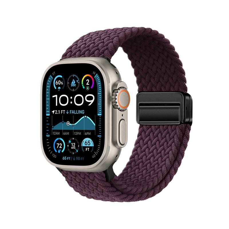 Apple Watch Ultra / Ultra 2 49 mm uyumlu Örgü Kordon Magnetik D Tokalı Kayış Mıknatıslı Metal Toka