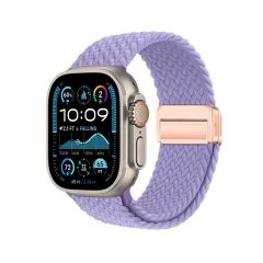 Apple Watch Ultra / Ultra 2 49 mm uyumlu Örgü Kordon Magnetik D Tokalı Kayış Mıknatıslı Metal Toka