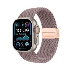 Apple Watch Ultra / Ultra 2 49 mm uyumlu Örgü Kordon Magnetik D Tokalı Kayış Mıknatıslı Metal Toka