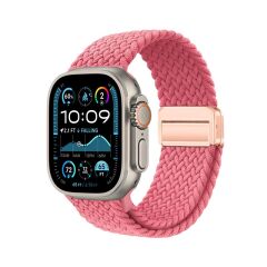 Apple Watch Ultra / Ultra 2 49 mm uyumlu Örgü Kordon Magnetik D Tokalı Kayış Mıknatıslı Metal Toka