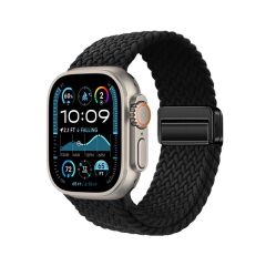 Apple Watch Ultra / Ultra 2 49 mm uyumlu Örgü Kordon Magnetik D Tokalı Kayış Mıknatıslı Metal Toka