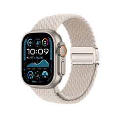 Apple Watch Ultra / Ultra 2 49 mm uyumlu Örgü Kordon Magnetik D Tokalı Kayış Mıknatıslı Metal Toka