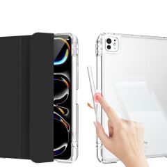iPad Pro 13 M4 2024 uyumlu Sürgülü Kapaklı Kılıf Kalem Bölmeli Standlı Mıknatıslı Ayrılabilen Kapak Siyah