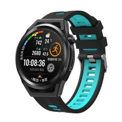 Amazfit Bip Lite Uyumlu Silikon Kordon Çizgili Spor Tasarım Renkli Delikli Spor Kayış Siyah - Turkuaz