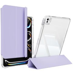 iPad Pro 11 M4 2024 uyumlu Sürgülü Kapaklı Kılıf Kalem Bölmeli Standlı Mıknatıslı Ayrılabilen Kapak Levander Gray