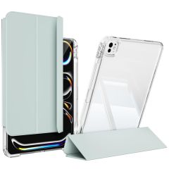 iPad Pro 11 M4 2024 uyumlu Sürgülü Kapaklı Kılıf Kalem Bölmeli Standlı Mıknatıslı Ayrılabilen Kapak Açık Yeşil