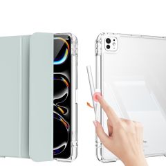 iPad Pro 11 M4 2024 uyumlu Sürgülü Kapaklı Kılıf Kalem Bölmeli Standlı Mıknatıslı Ayrılabilen Kapak Açık Yeşil