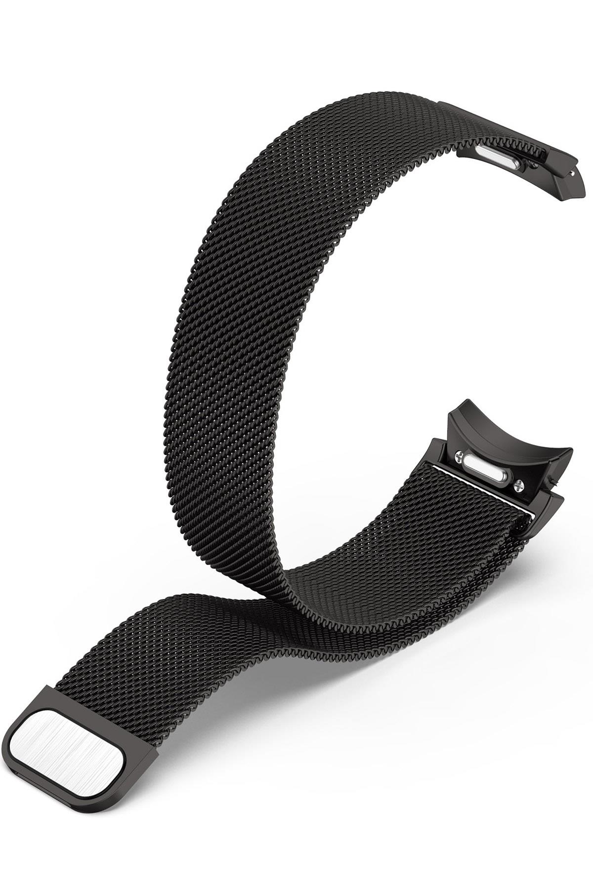 Samsung Galaxy Watch 4 40 / 44 mm Tam Uyumlu Mıknatıslı Hasır Metal Örgü Kordon Kayış Orijinal Pim
