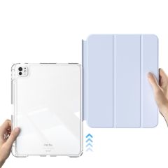 iPad Pro 11 M4 2024 uyumlu Sürgülü Kapaklı Kılıf Kalem Bölmeli Standlı Mıknatıslı Ayrılabilen Kapak Açık Mavi