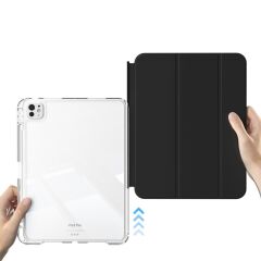 iPad Pro 11 M4 2024 uyumlu Sürgülü Kapaklı Kılıf Kalem Bölmeli Standlı Mıknatıslı Ayrılabilen Kapak Siyah