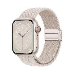 Apple Watch 10 46 mm uyumlu Örgü Kordon Magnetik D Tokalı Kayış Mıknatıslı Metal Toka