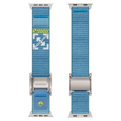 Apple Watch Ultra 2 3 49 mm Uyumlu Outdoor Kordon Naylon Dokuma Kumaş Premium Kayış Mıknatıslı Toka Gri - Mavi