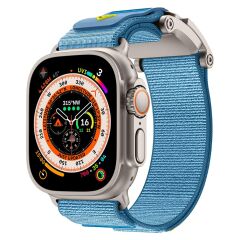 Apple Watch Ultra 2 3 49 mm Uyumlu Outdoor Kordon Naylon Dokuma Kumaş Premium Kayış Mıknatıslı Toka Gri - Mavi