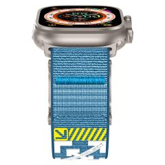 Apple Watch Ultra 2 3 49 mm Uyumlu Outdoor Kordon Naylon Dokuma Kumaş Premium Kayış Mıknatıslı Toka Gri - Mavi