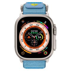 Apple Watch Ultra 2 3 49 mm Uyumlu Outdoor Kordon Naylon Dokuma Kumaş Premium Kayış Mıknatıslı Toka Gri - Mavi