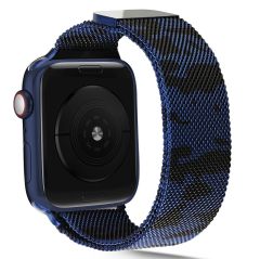 Apple Watch Hasır Metal Kordon Kamuflaj Desenli Milanese Kayış