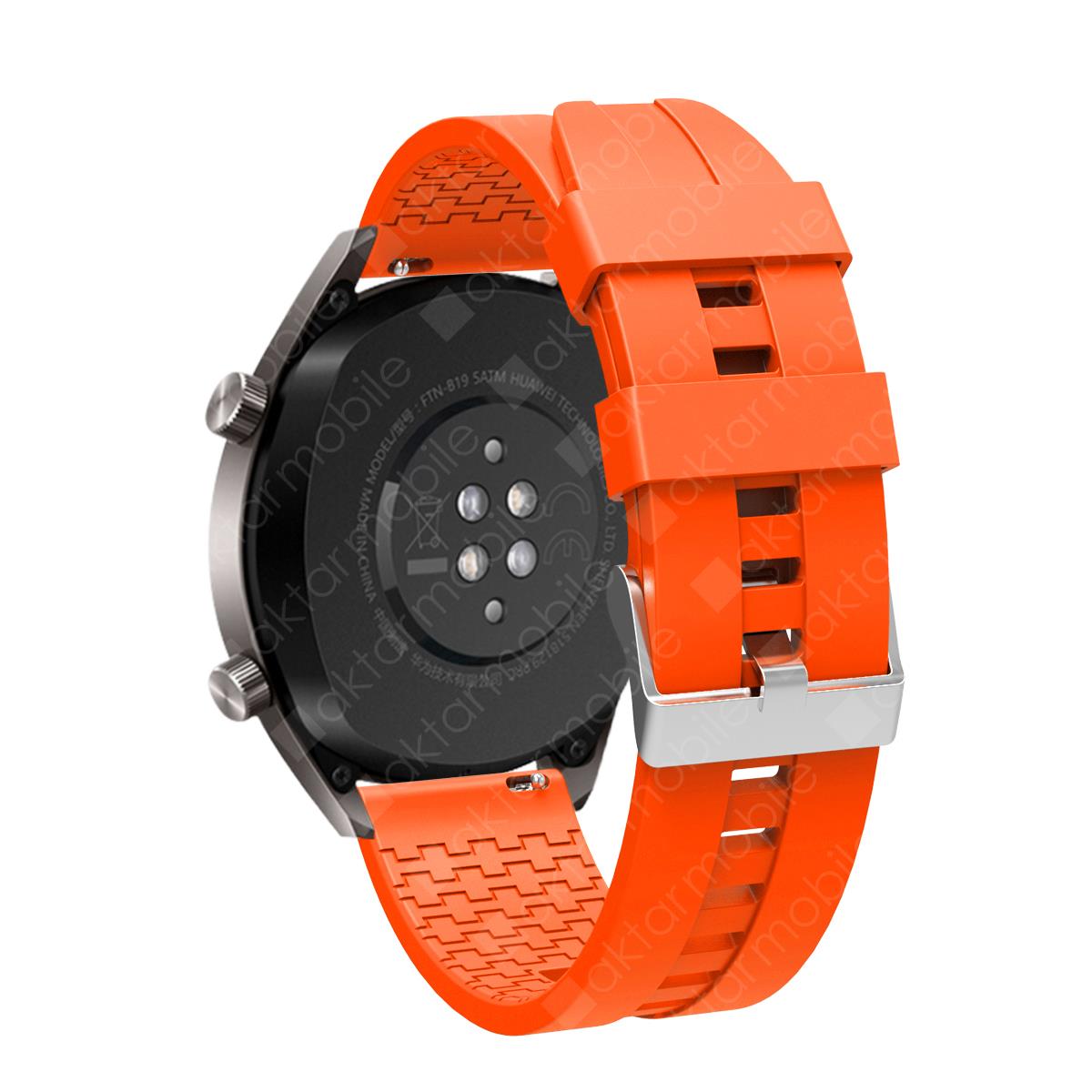 Xiaomi Mi Watch Uyumlu Silikon Kordon Spor Tasarım Premium Spor Kayış Turuncu