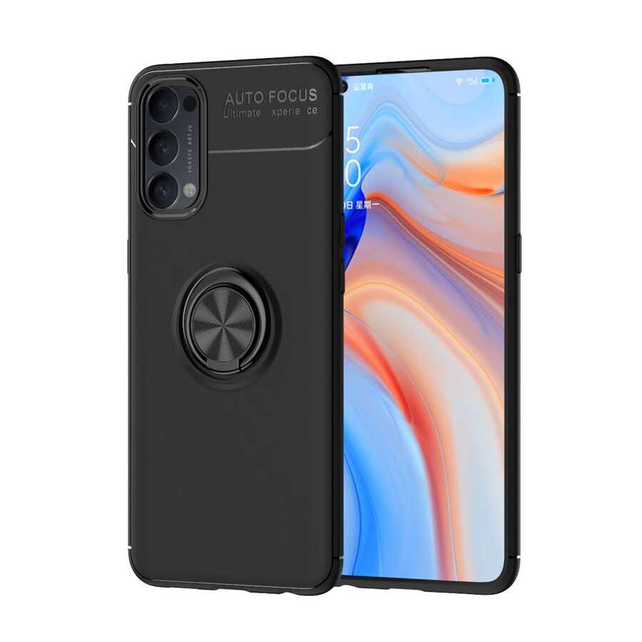 Oppo Reno 4 Kılıf Zore Ravel Silikon Kapak Siyah