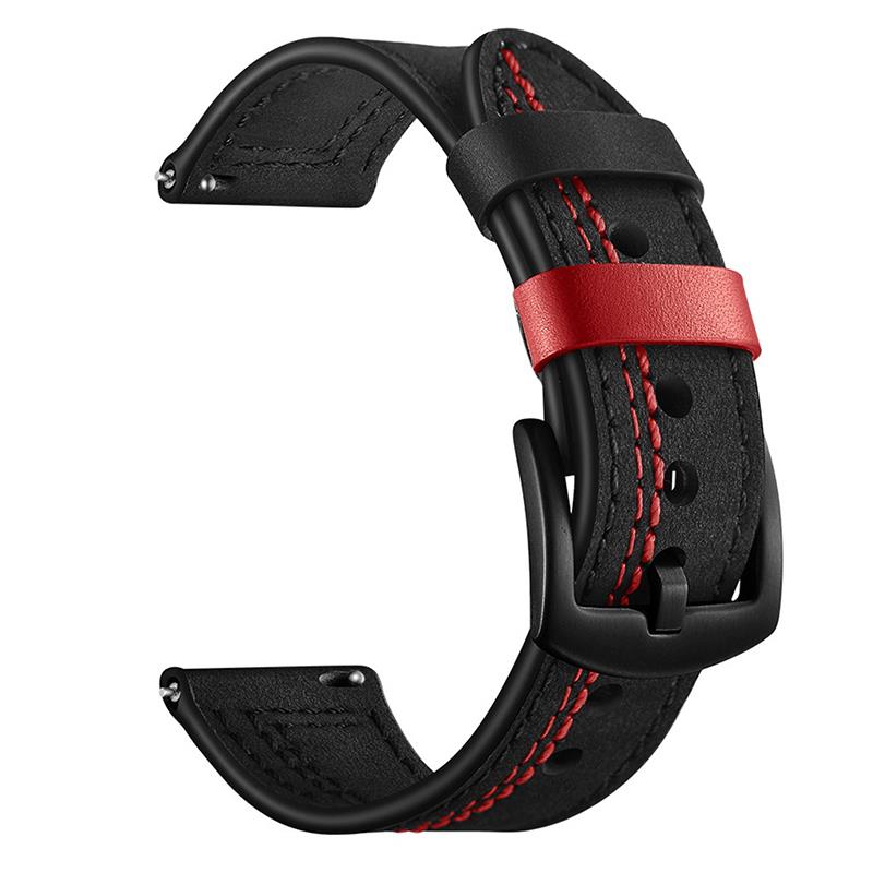 Huawei Watch GT 5 Pro GT 5 46 mm Uyumlu Deri Kordon Spor Dikişli Deri Kayış Siyah