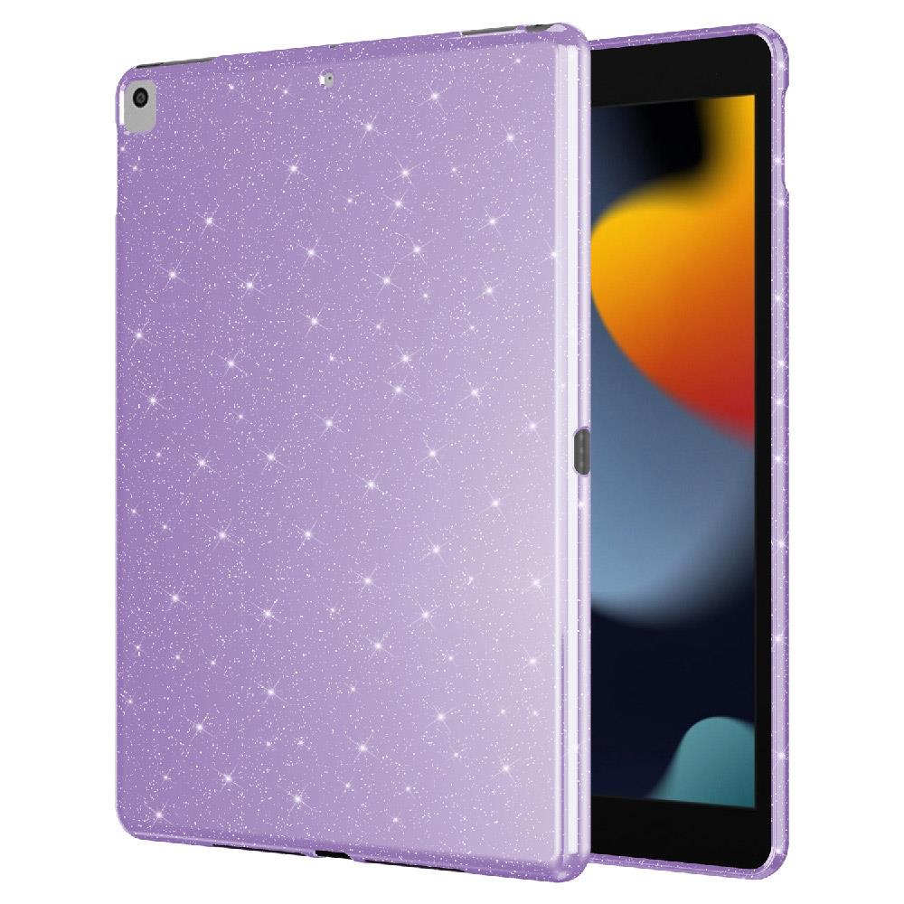 iPad 7. 8. 9. Nesil 10.2'' uyumlu Simli Silikon Kılıf Işıltılı Parlak Kapak Esnek TPU Lila